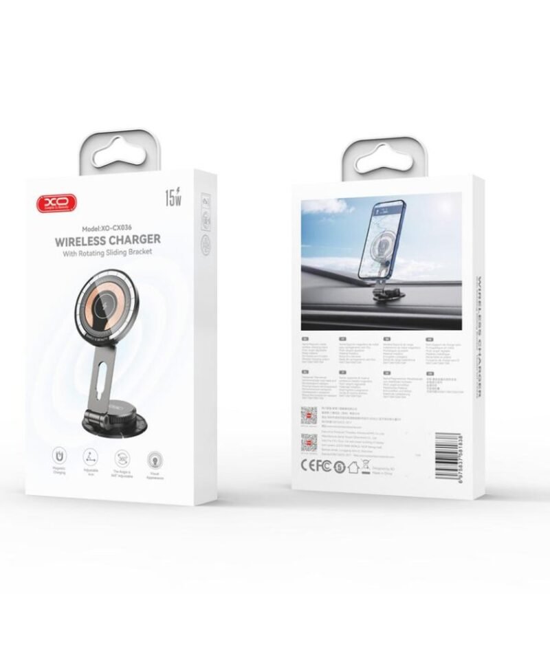 Cargador inalámbrico de coche XO-CX036 magnético giratorio 15W - Imagen 4