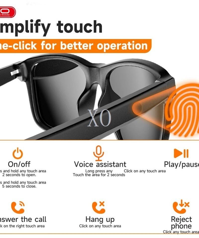 Gafas de sol inteligentes XO-E9 con audio Bluetooth y protección UV - Imagen 3