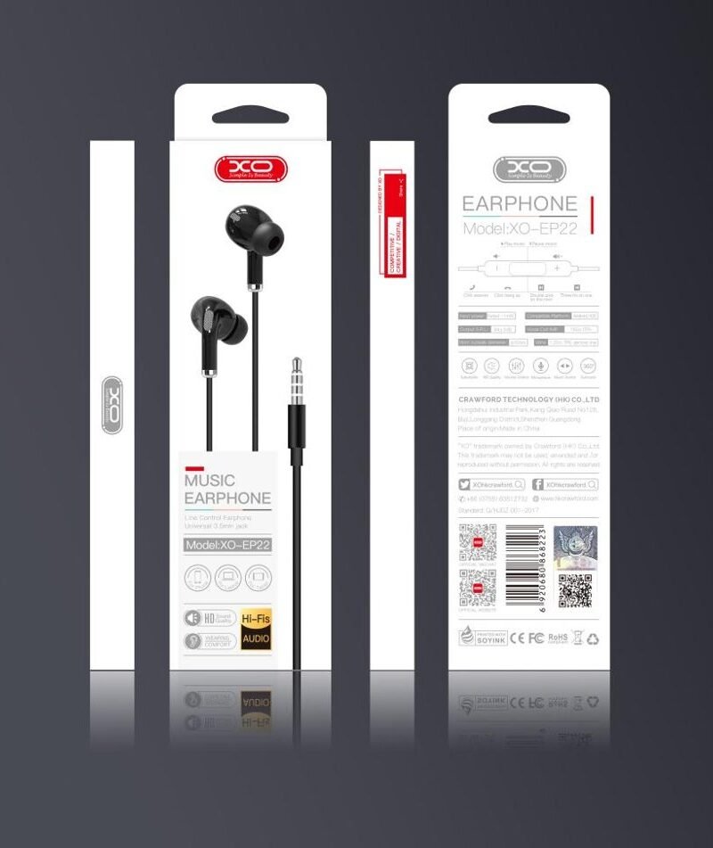 Auriculares con cable XO-EP22 con control de música jack 3.5 mm - Imagen 3