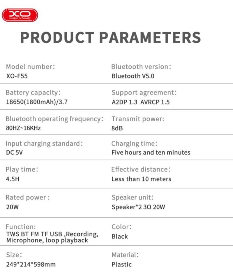 Altavoz Bluetooth XO-F55 con doble altavoz de 8" y luces RGB - Imagen 4