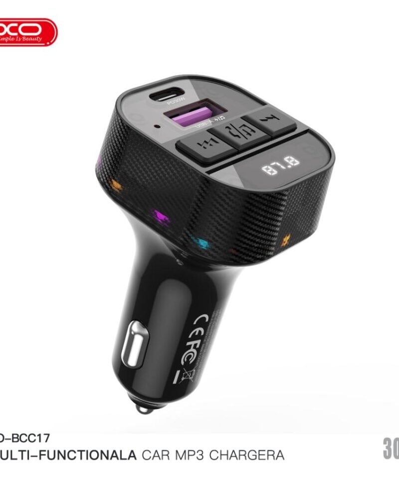 Cargador de coche Bluetooth BCC17 con MP3, doble puerto A+C y PD 30W