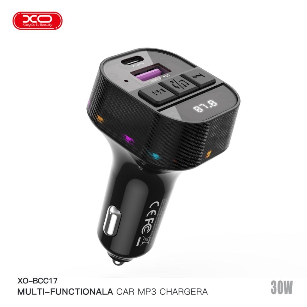 Cargador de coche Bluetooth BCC17 con MP3, doble puerto A+C y PD 30W