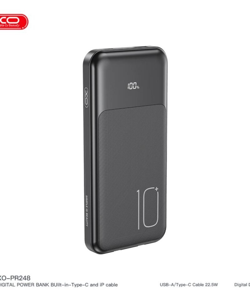 Batería externa PR248 10000mAh con pantalla, USB-C 20W / USB-A 22,5W (cables Type-C y Lightning incluidos) - Imagen 3