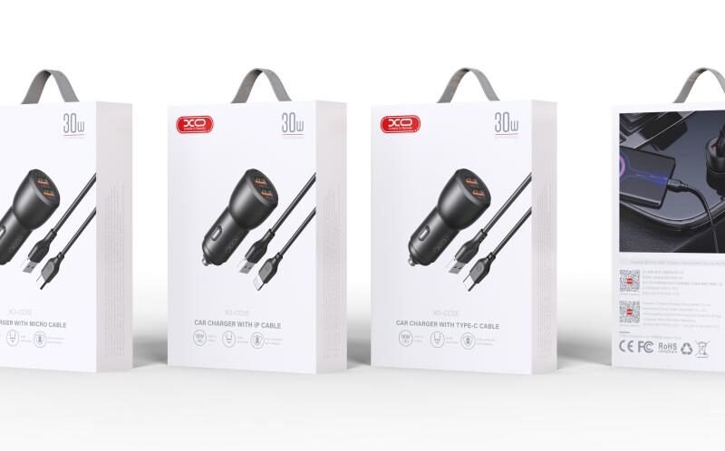 Cargador de coche CC55 doble puerto QC 18W + USB 12W con cable Lightning - Imagen 4
