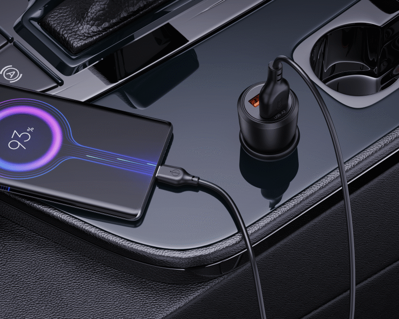 Alternative view of Cargador de coche CC55 doble puerto QC 18W + USB 12W con cable Lightning