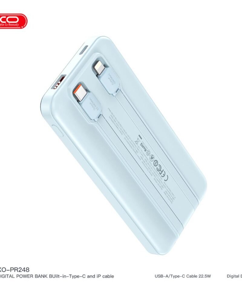Batería externa PR248 10000mAh con pantalla, USB-C 20W / USB-A 22,5W (cables Type-C y Lightning incluidos) - Imagen 4