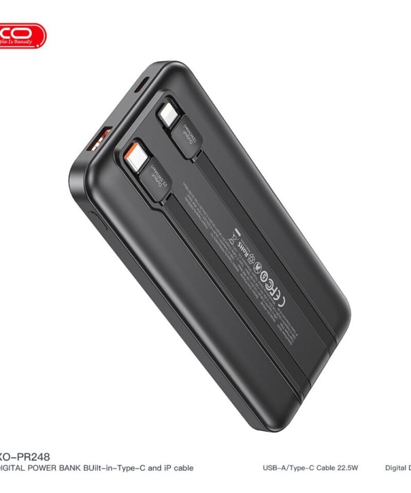 Batería externa PR248 10000mAh con pantalla, USB-C 20W / USB-A 22,5W (cables Type-C y Lightning incluidos) - Imagen 5