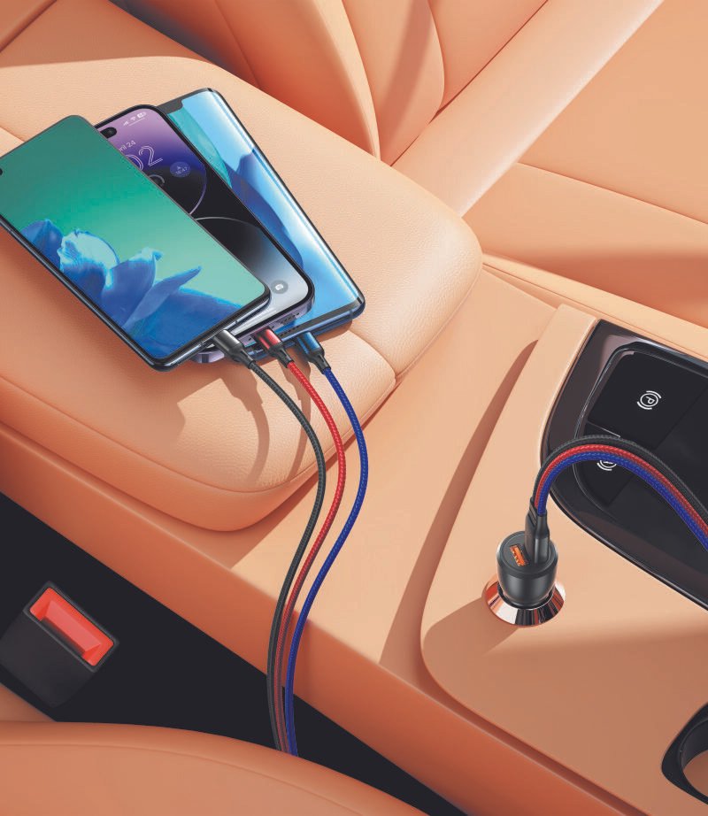 Cargador de coche CC55 doble puerto QC 18W + USB 12W con cable Lightning - Imagen 6