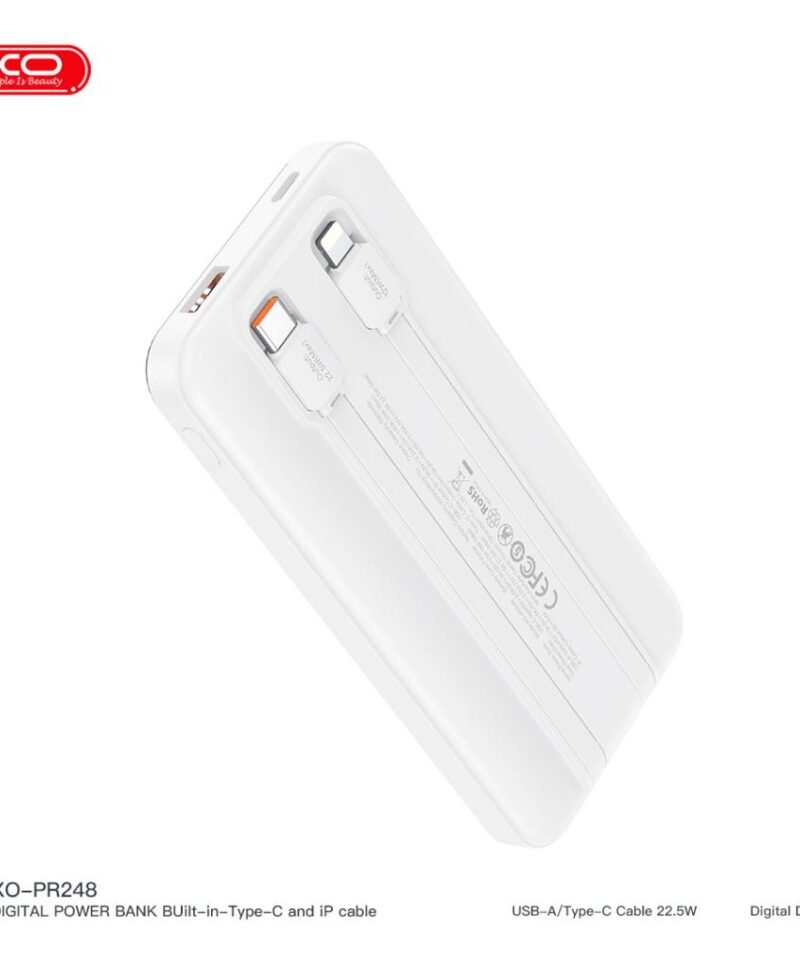 Batería externa PR248 10000mAh con pantalla, USB-C 20W / USB-A 22,5W (cables Type-C y Lightning incluidos) - Imagen 6