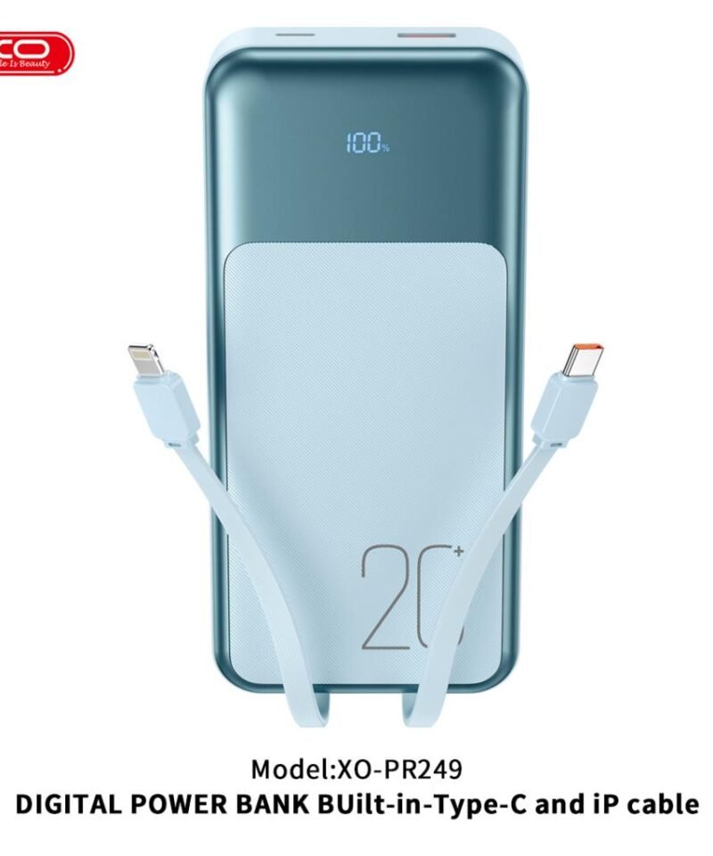 Batería externa PR249 20000mAh con pantalla, USB-C 20W / USB-A 22,5W (cables Type-C y Lightning incluidos) - Imagen 6
