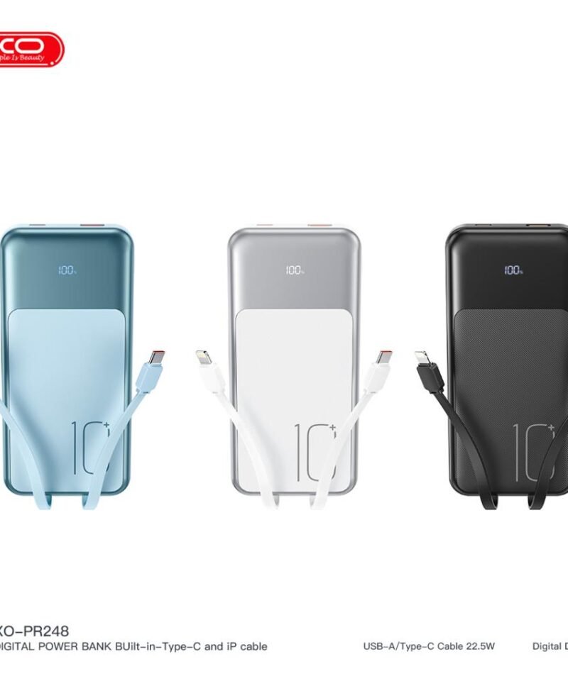 Batería externa PR248 10000mAh con pantalla, USB-C 20W / USB-A 22,5W (cables Type-C y Lightning incluidos) - Imagen 7