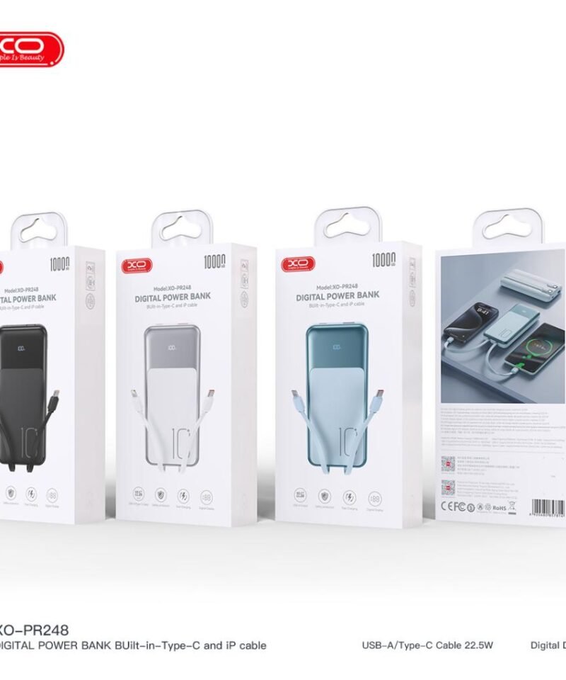 Batería externa PR248 10000mAh con pantalla, USB-C 20W / USB-A 22,5W (cables Type-C y Lightning incluidos) - Imagen 8
