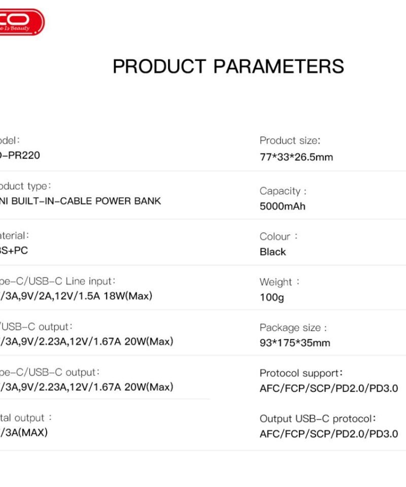 Batería externa de emergencia PR220 5000mAh con conector Lightning (cable Type-C incluido) - Imagen 8
