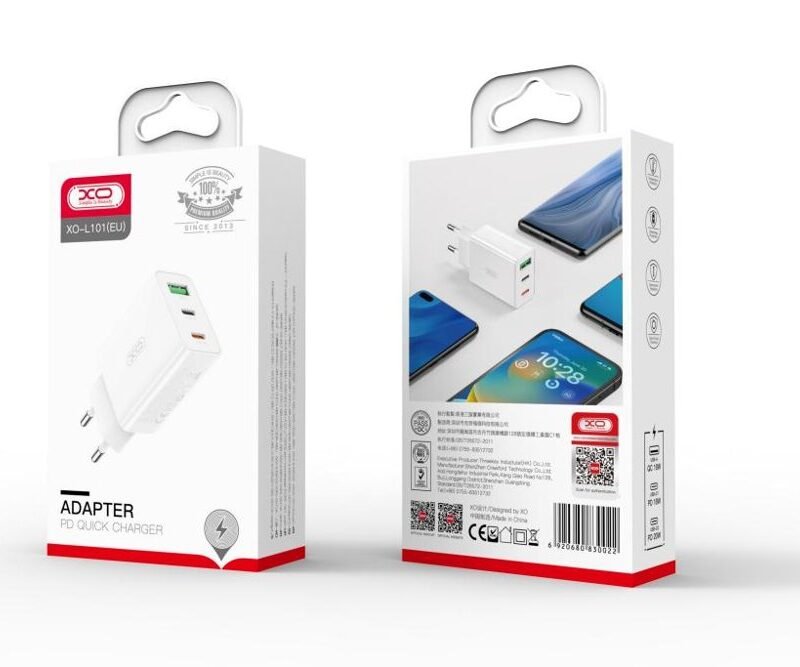 Alternative view of Cargador XO-L101 (EU) 20W con 3 puertos (2 USB-C + USB-A) y cable USB-C