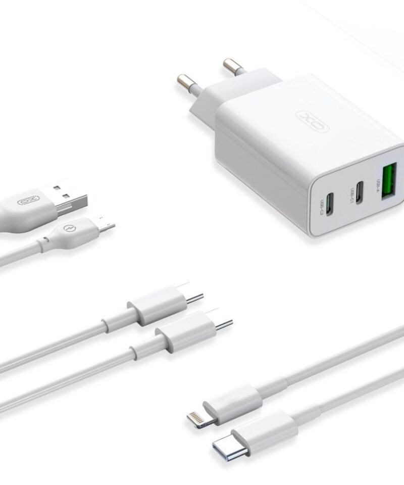 Cargador XO-L101 (EU) 20W con 3 puertos (2 USB-C + USB-A) y cable USB-C - Imagen 4