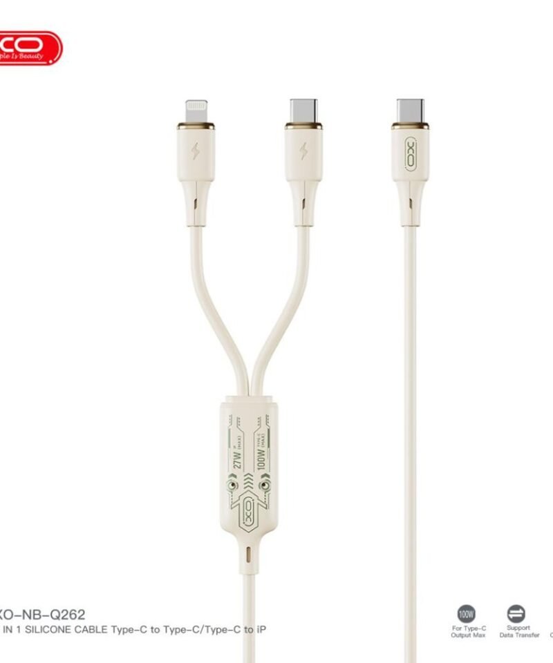 Cable 2 en 1 XO-NB-Q262 USB-C a Lightning 27W + USB-C 60W, 1,2 m - Imagen 3