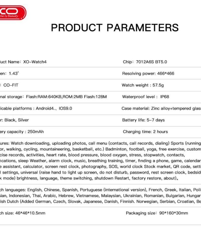 Smartwatch XO Watch4 con pantalla AMOLED 1.43" y llamadas - Imagen 3
