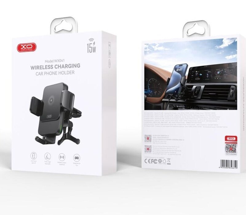 Soporte cargador inalámbrico de coche XO-WX041 15W (rejilla, doble brazo)