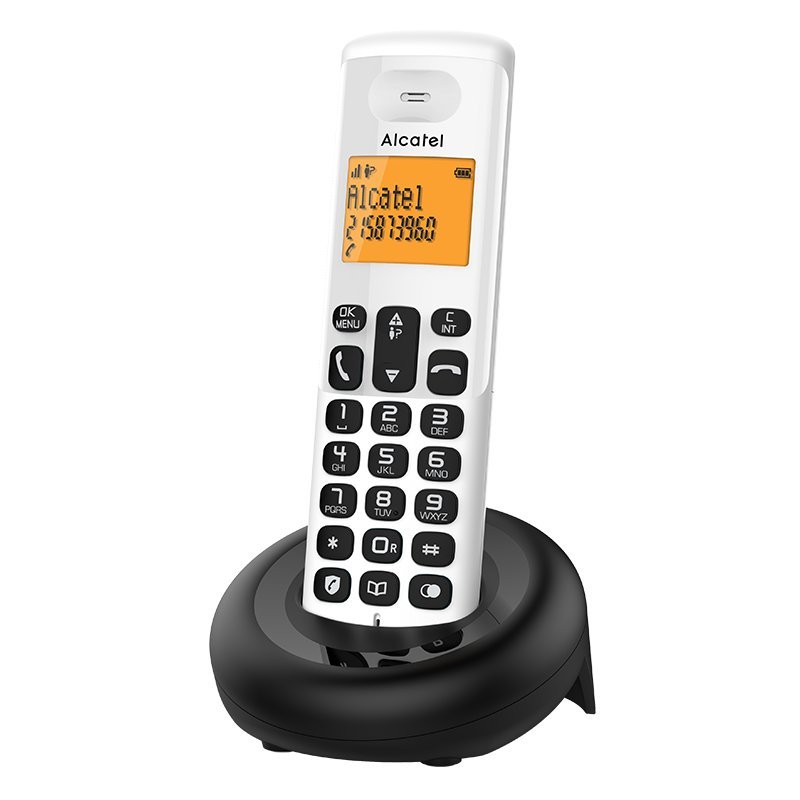 Teléfono fijo inalámbrico DECT Alcatel E160 en blanco