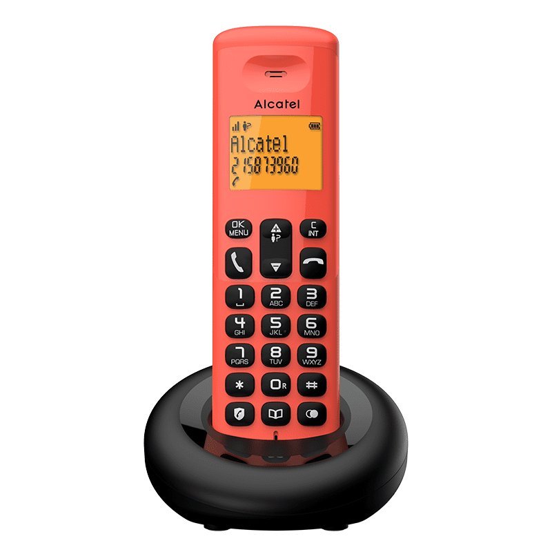 Teléfono fijo inalámbrico DECT Alcatel E160 en rojo