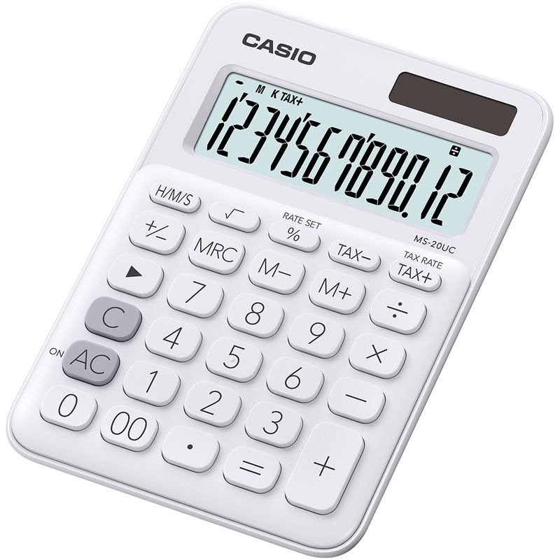 Calculadora de sobremesa Casio MS-20UC de 12 dígitos en blanco