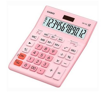 Calculadora de sobremesa Casio GR-12C de 12 dígitos en rosa