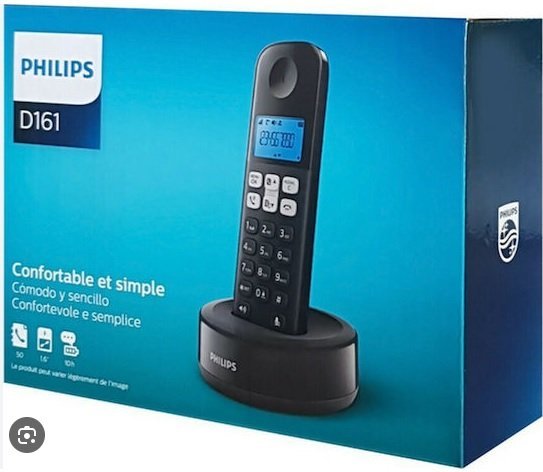 Teléfono fijo inalámbrico DECT Philips D161 en negro