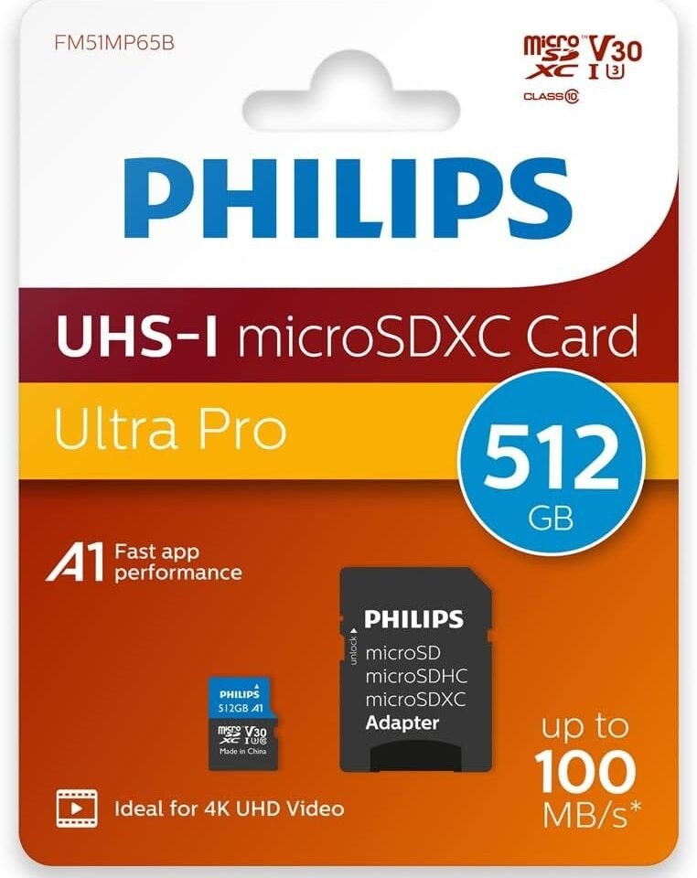 Tarjeta microSD Philips 512GB Clase 10 (UHS-I)