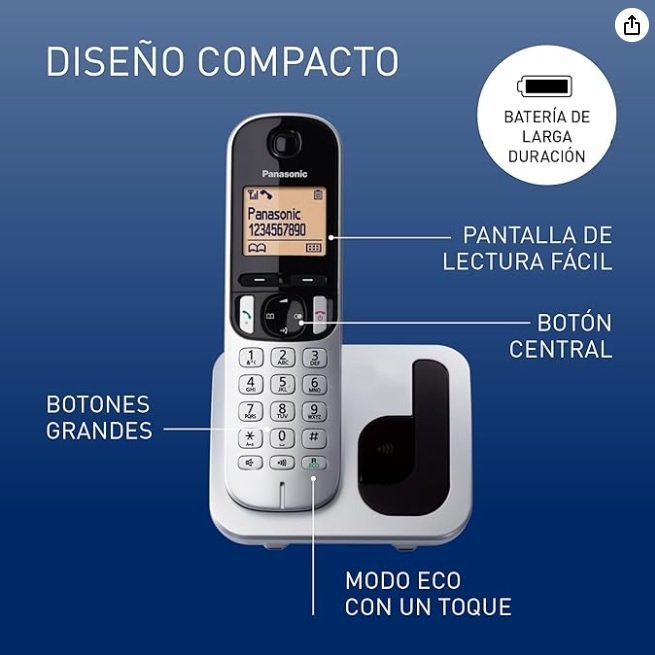 Teléfono fijo inalámbrico DECT Panasonic KX-TGC210