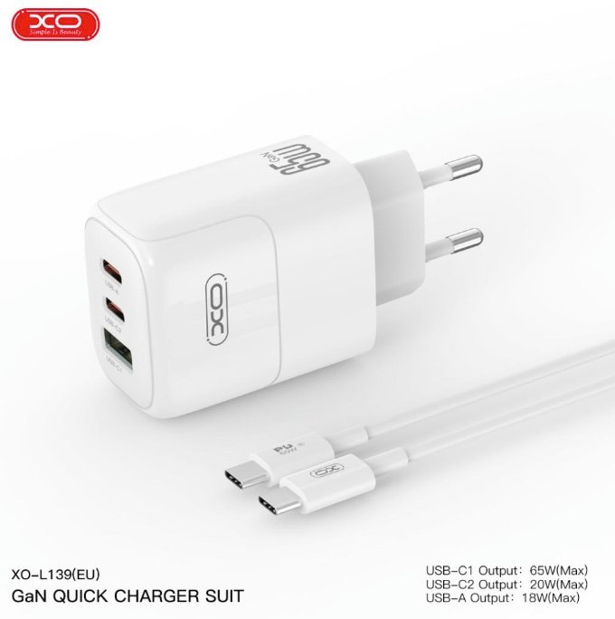 Cargador XO L139 USB-C 65W