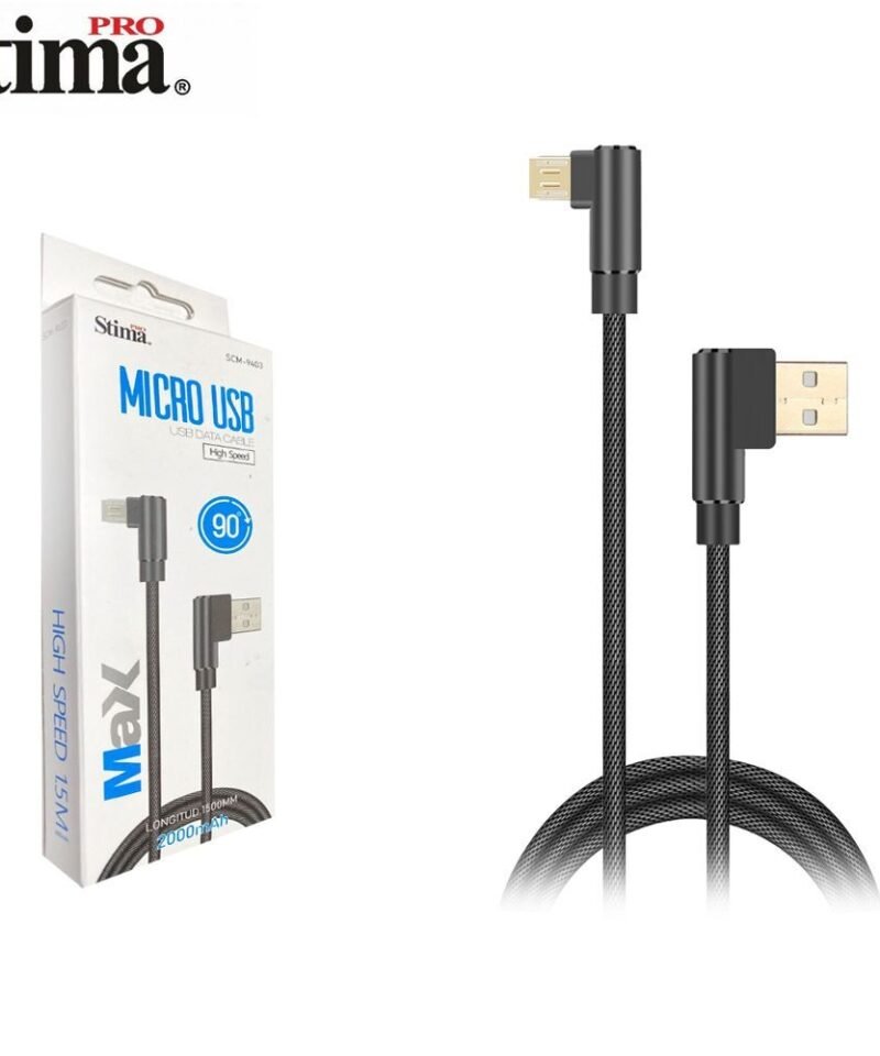 SCM9403 Cable Micro-USB 2A/1.5MT Cabezal 90.METAL +c/nailon