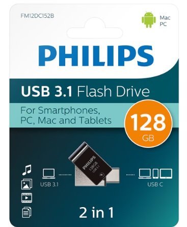 Memoria USB Philips 2 en 1 128GB (USB-C / USB-A 3.1)