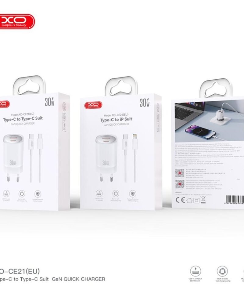 Cargador CE21 30W GaN con cable Lightning