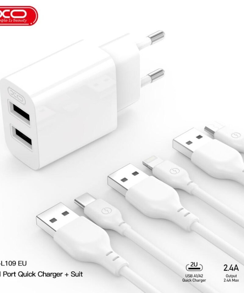 Cargador L109 doble USB-A 2.4A con cable Lightning