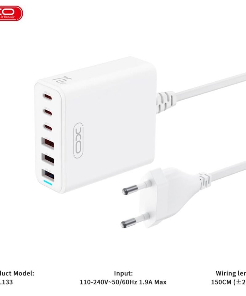 Cargador de sobremesa L133 75W GaN (3 USB-A + 3 USB-C)