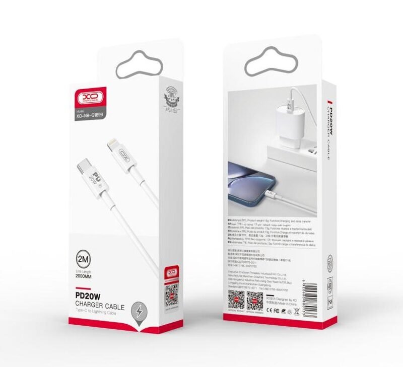 Cable NB-Q189B Type-C a Lightning PD 20W (2m)