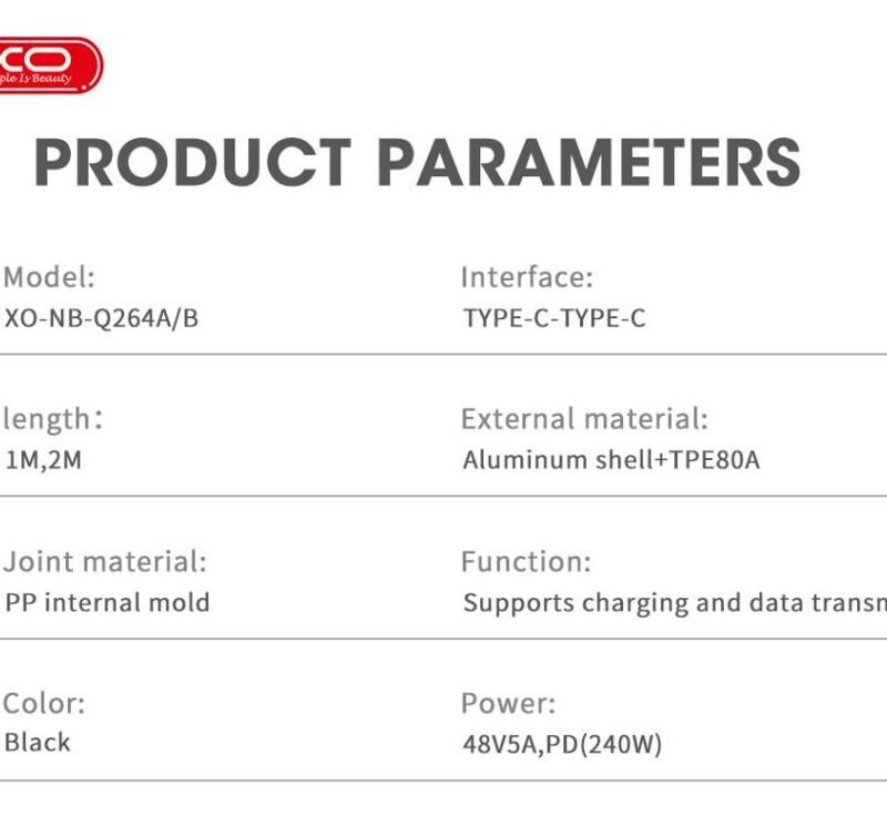Cable NB-Q264A Type-C a Type-C 240W (1m) - Imagen 3
